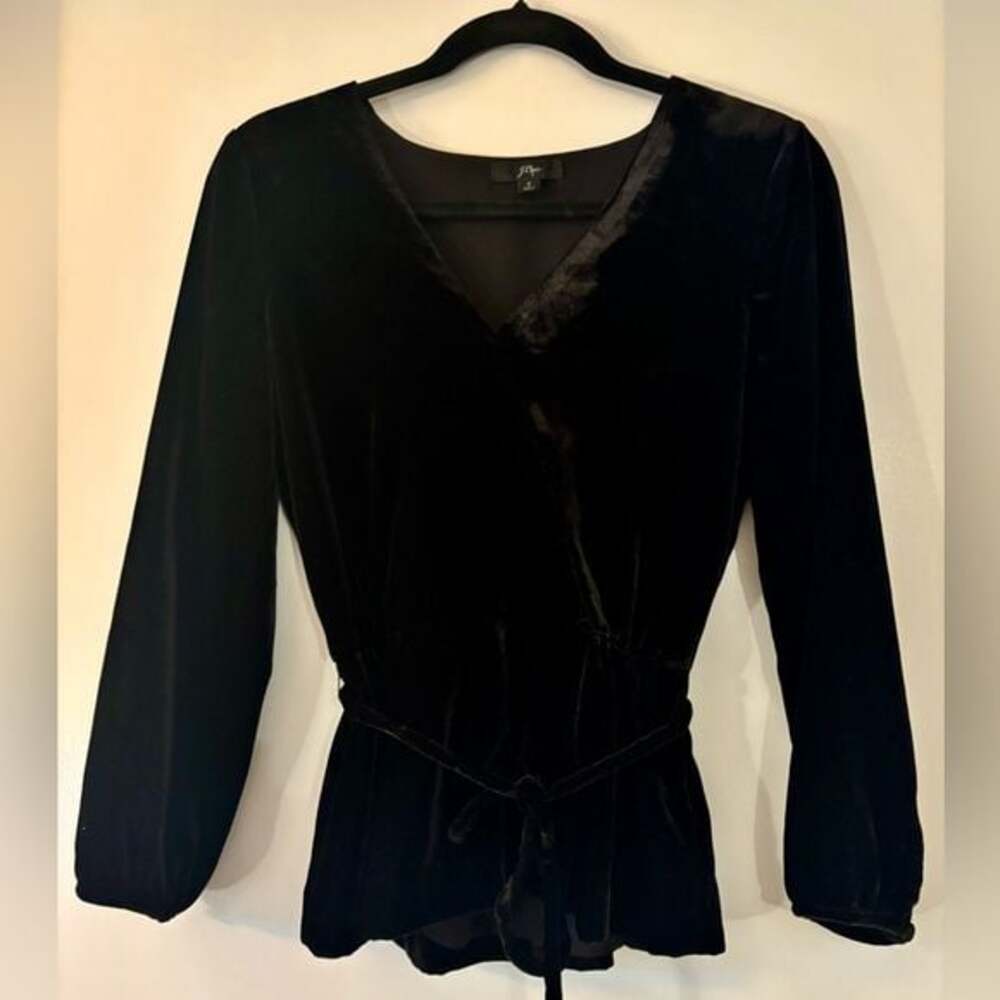J. Crew Faux Wrap Top in Black Drapey Velvet Women’s Size 4